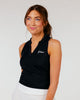 Women's Black Cursive Sleeveless Polo