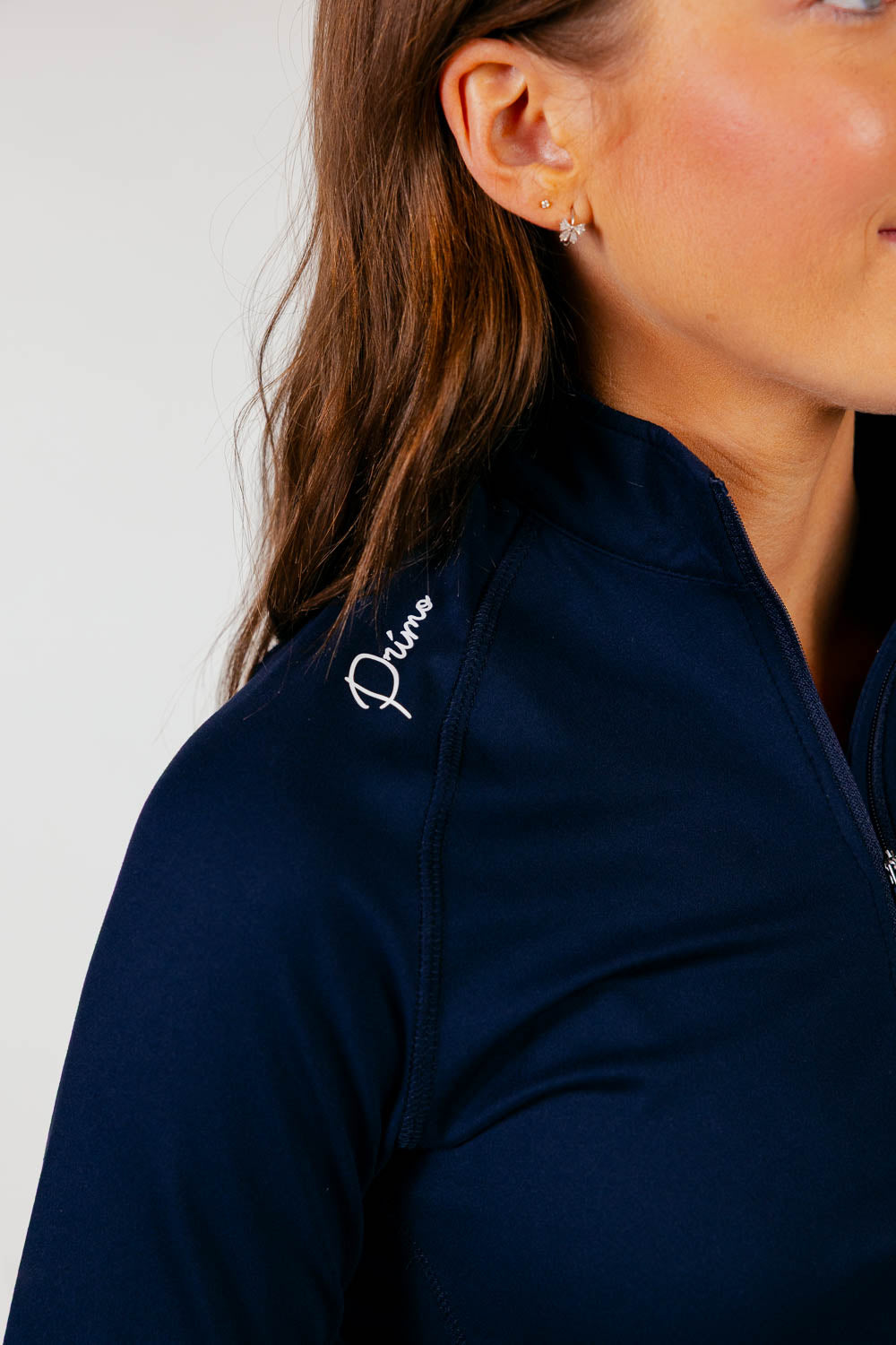 Women's Navy Cursive Crop Quarterzip