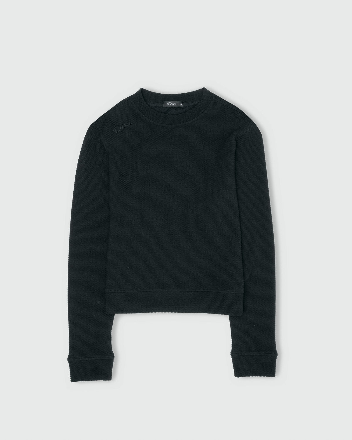 Women's Black Waffle Crew Neck