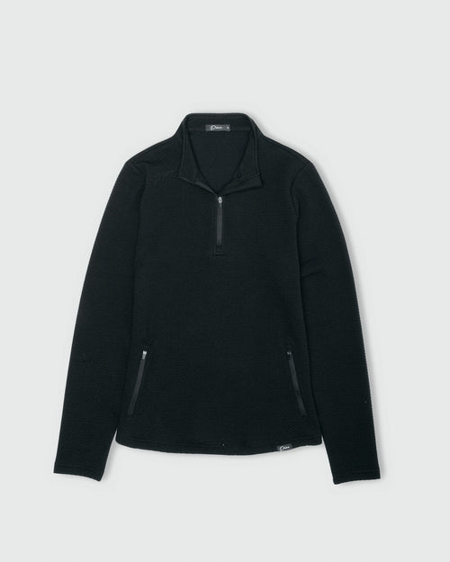 Women's Black Waffle Quarter Zip