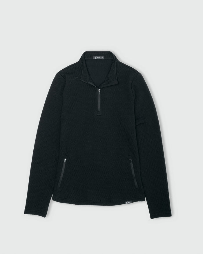 Women's Black Waffle Quarter Zip