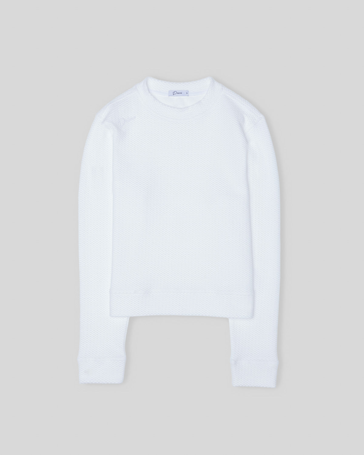 Women's White Waffle Crew Neck