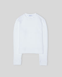 Women's White Waffle Crew Neck