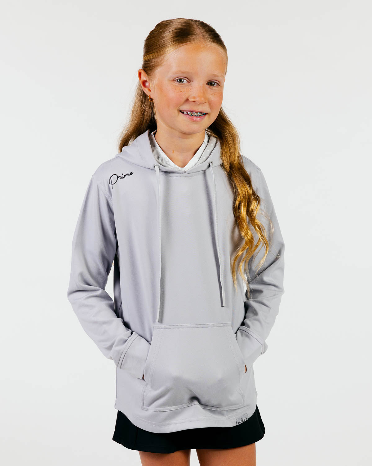 Youth Light Gray Cursive Golf Hoodie