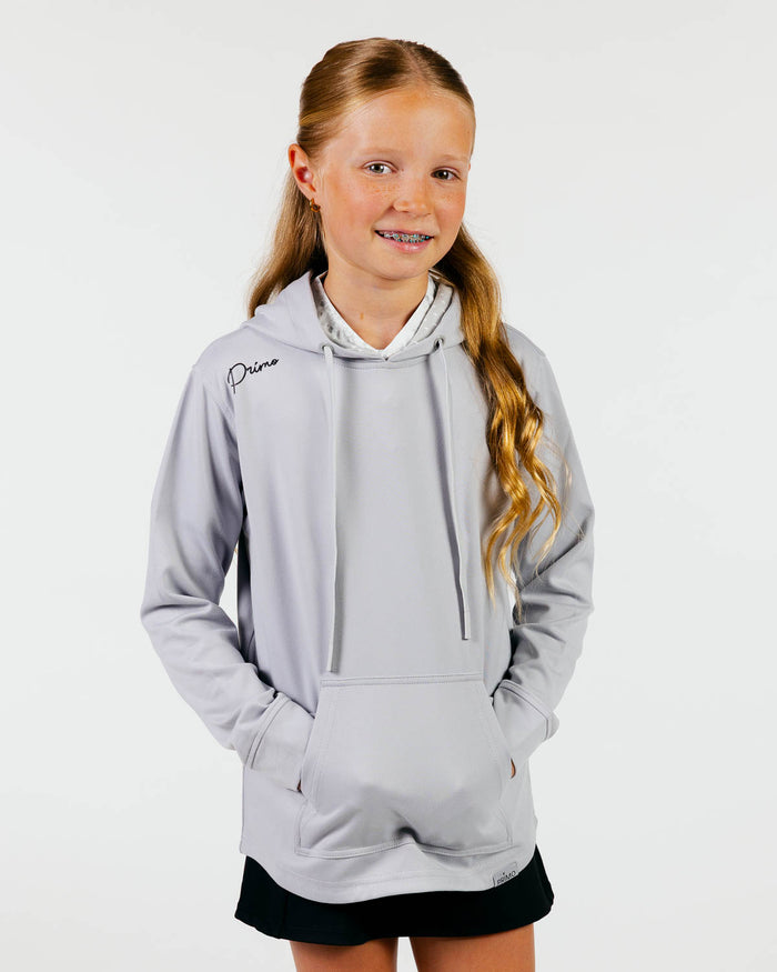 Youth Light Gray Cursive Golf Hoodie