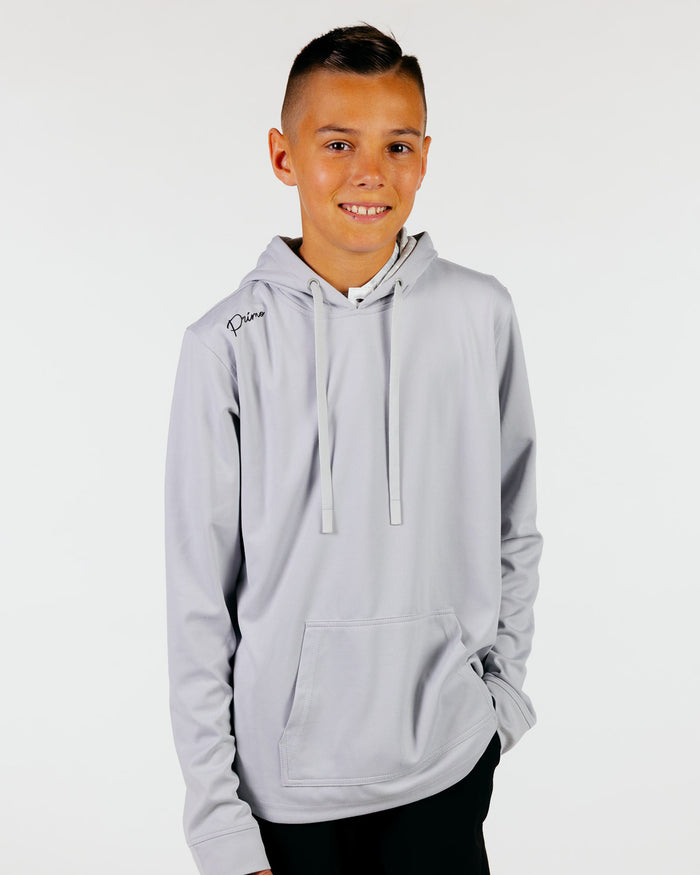 Youth Light Gray Cursive Golf Hoodie