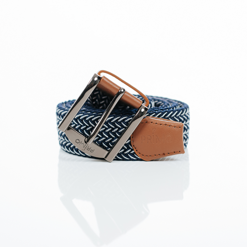 Primo Navy & White Braided Stretch Belt